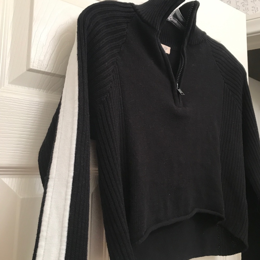 Brandy Melville Black and White Half Zip
